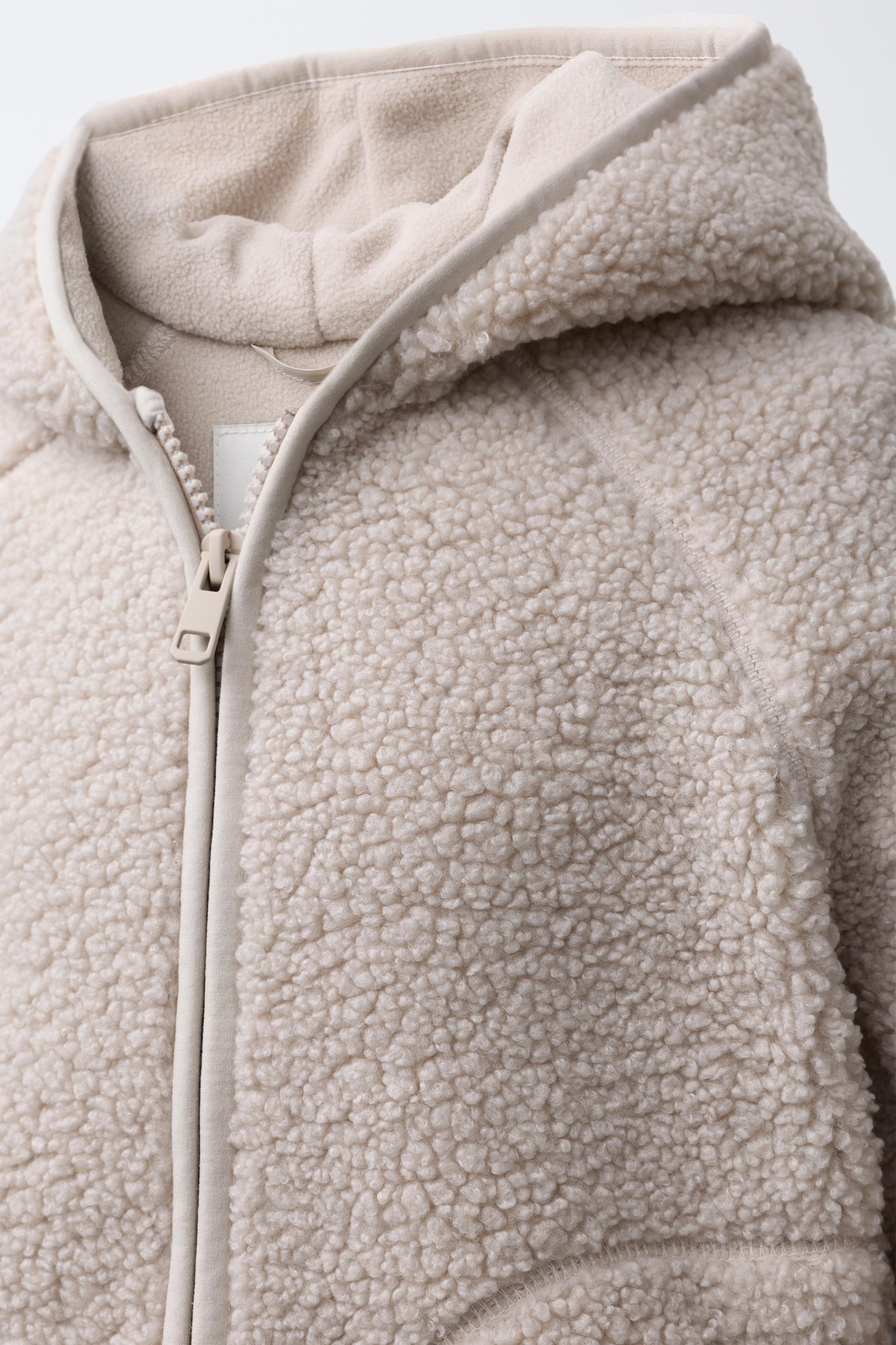 HOODED FAUX SHEARLING JACKET